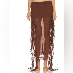 Lioness Chocolate Sheer Maxi Skirt